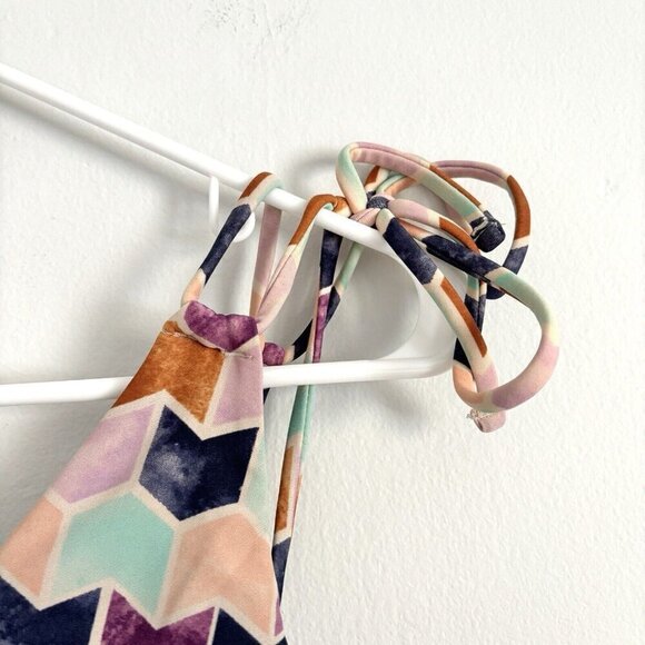 NEW Tori Praver Seafoam Chevron Geometric Print One Piece Swimsuit Sz Small - Picture 4 of 10